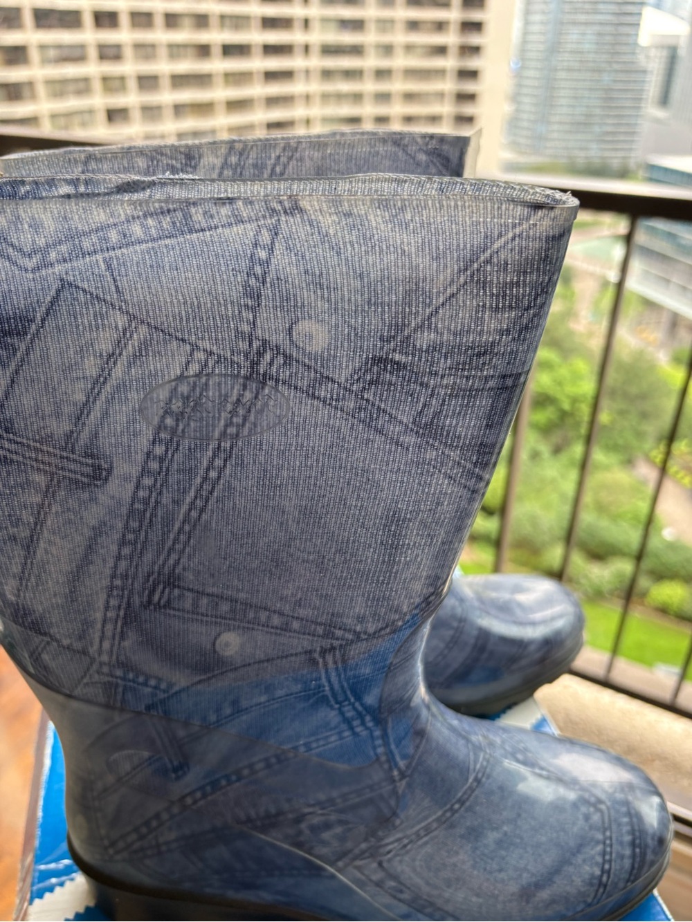 “Denim” rain rubber boots tall size 38 with socks - Picture 2 of 9